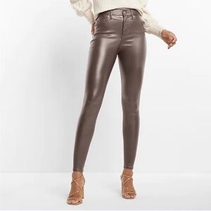 Express Metallic Brown Coated Skinny Pants